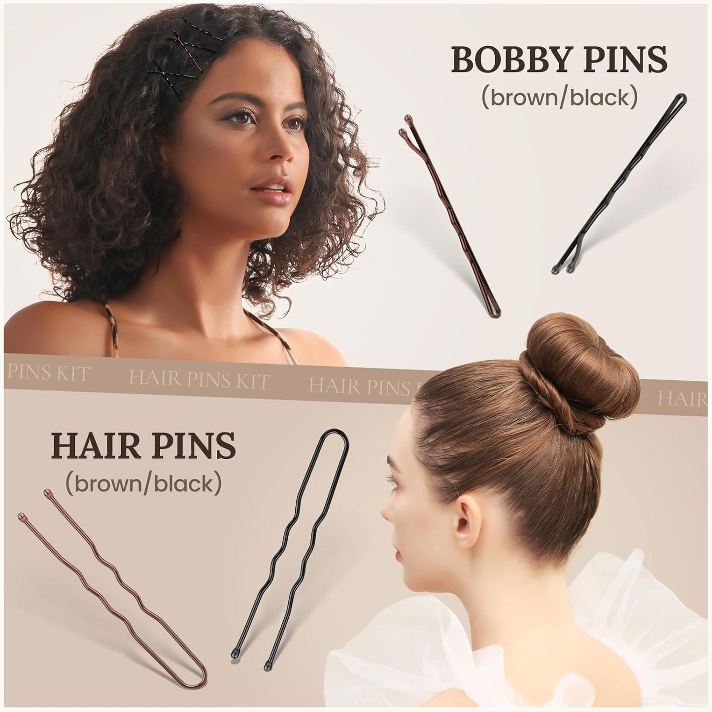 Teenitor 163psc Hair Accessories Kit, Bobby Pins Hair Pins Hair Net Hair Clips and Hair Ties Hair Bands, Hair Kit for Dances Ballet Competition with Hair Accessories Organizer