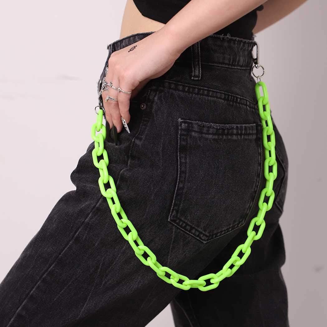 Bounzhi Hip Hop Jeans Pants Chain Punk Goth for Men Acrylic Link Wallet Chain for Women Hipster Chunky Thick Wallet Pocket Keychains Belt Waist Chains body Accessory for Girls