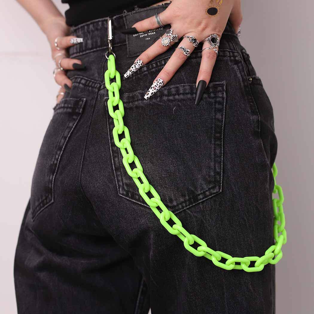 Bounzhi Hip Hop Jeans Pants Chain Punk Goth for Men Acrylic Link Wallet Chain for Women Hipster Chunky Thick Wallet Pocket Keychains Belt Waist Chains body Accessory for Girls