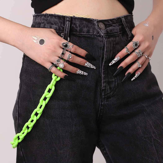 Bounzhi Hip Hop Jeans Pants Chain Punk Goth for Men Acrylic Link Wallet Chain for Women Hipster Chunky Thick Wallet Pocket Keychains Belt Waist Chains body Accessory for Girls