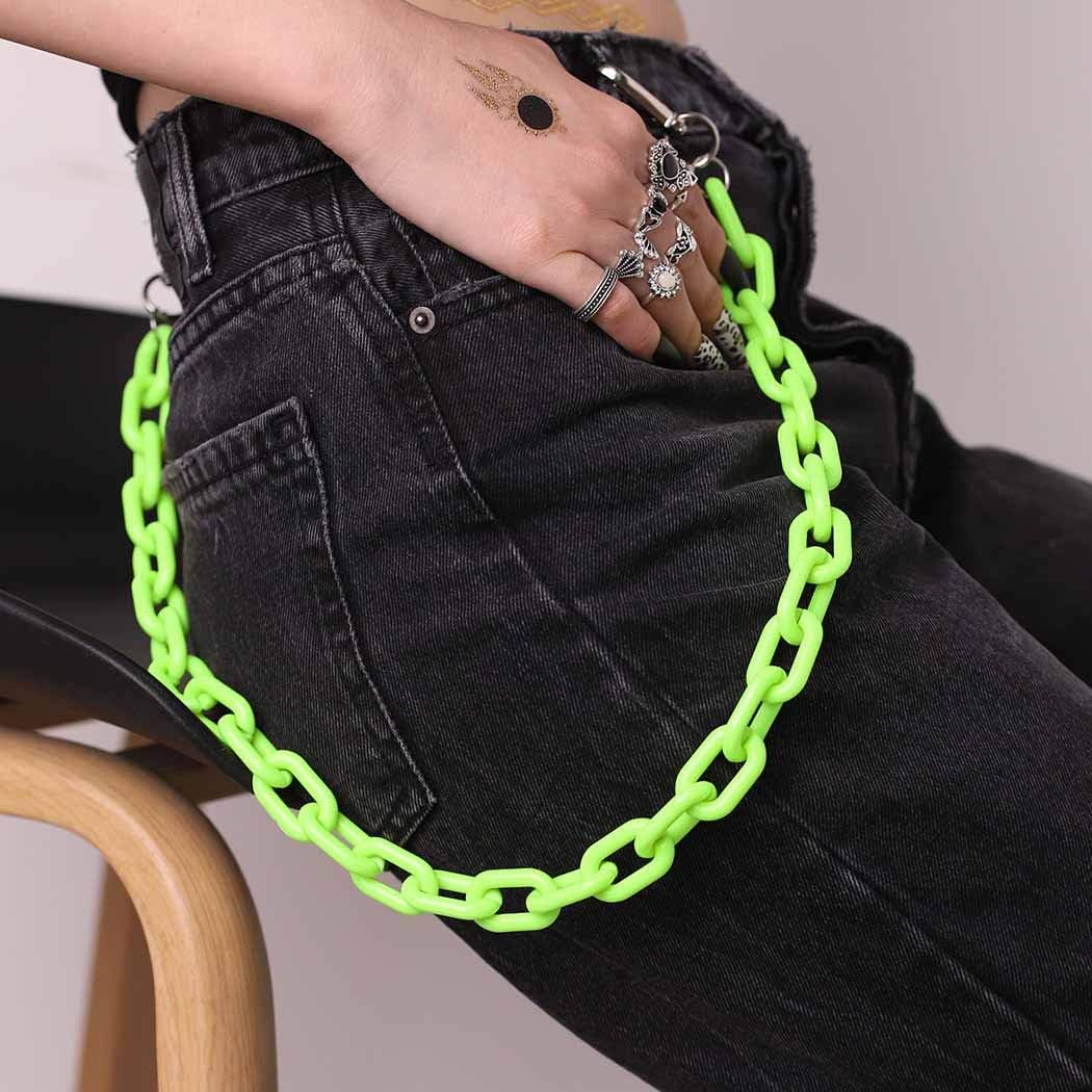Bounzhi Hip Hop Jeans Pants Chain Punk Goth for Men Acrylic Link Wallet Chain for Women Hipster Chunky Thick Wallet Pocket Keychains Belt Waist Chains body Accessory for Girls