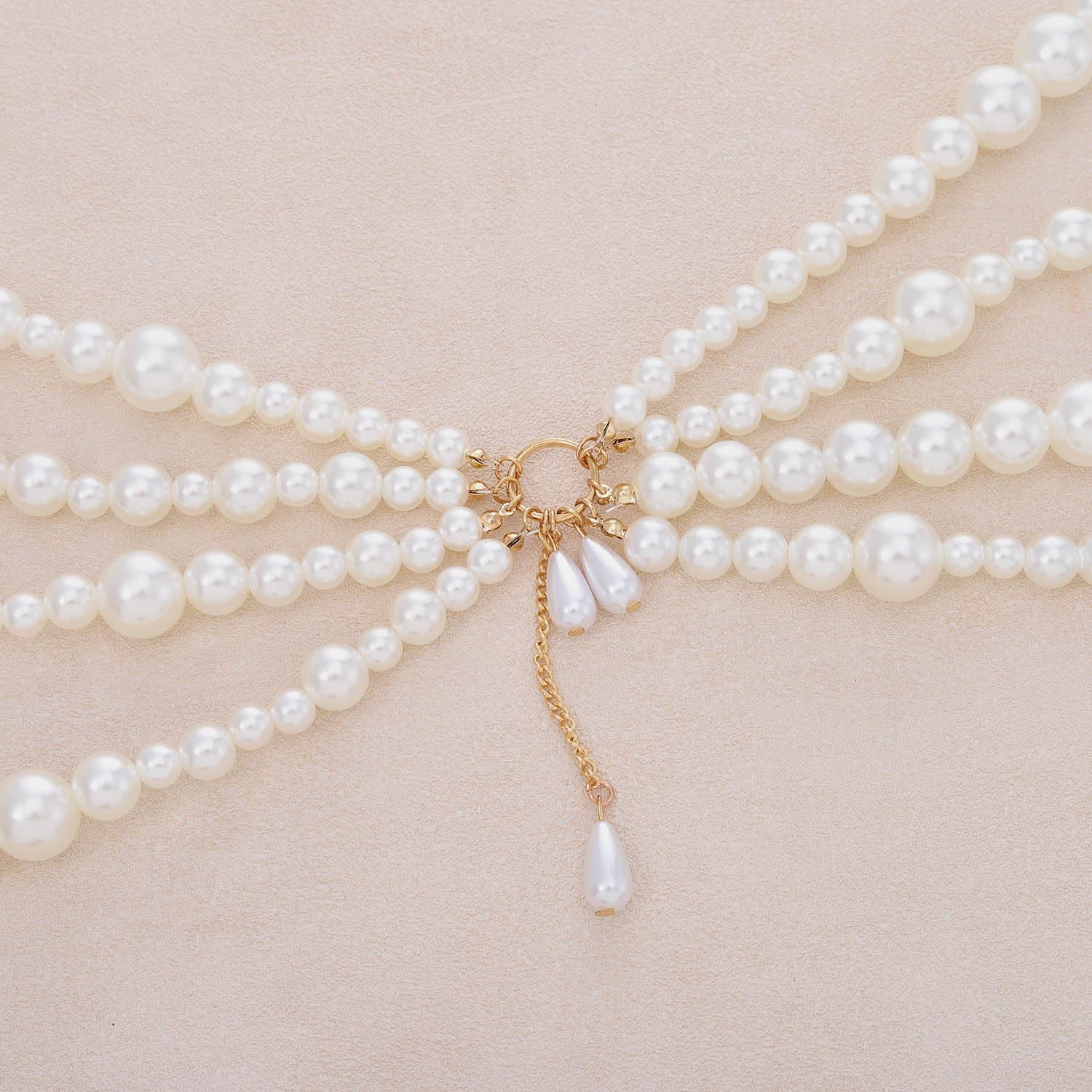 CanB Pearl Waist Chain Layered Belly Body Chains Bikini Belly Chain Beach Rave Party Body Accessories for Women and Girls