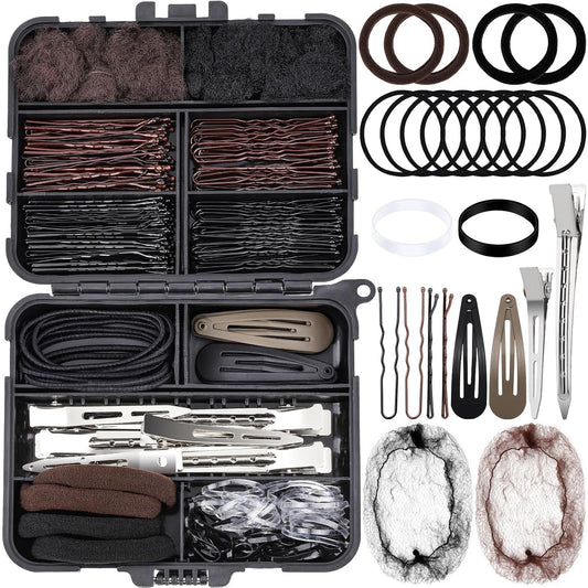 Teenitor 163psc Hair Accessories Kit, Bobby Pins Hair Pins Hair Net Hair Clips and Hair Ties Hair Bands, Hair Kit for Dances Ballet Competition with Hair Accessories Organizer